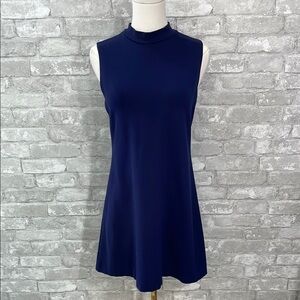 Love...ady Blue Sleeveless Mock Neck A-line Mini Dress